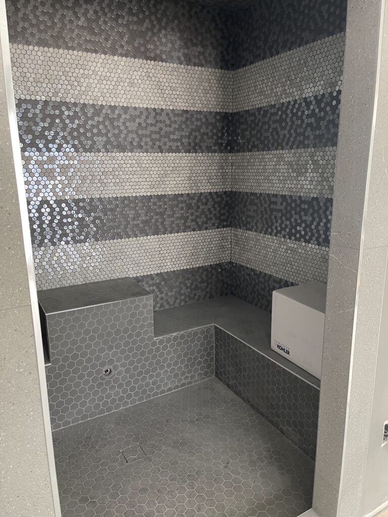 Bathroom shower tile renovation project in Calgary