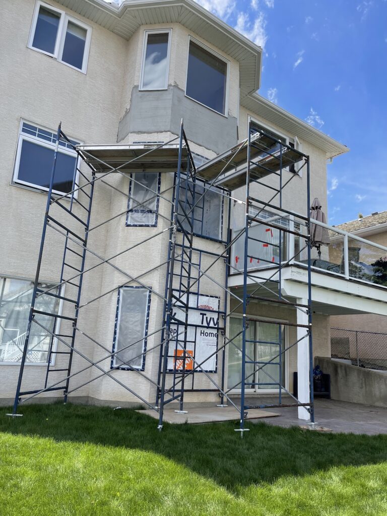 Completed exterior renovation work in Calgary building