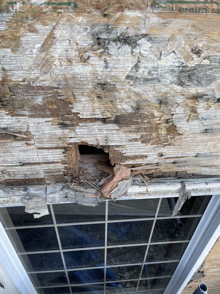 Exterior wall damage restoration work in Calgary