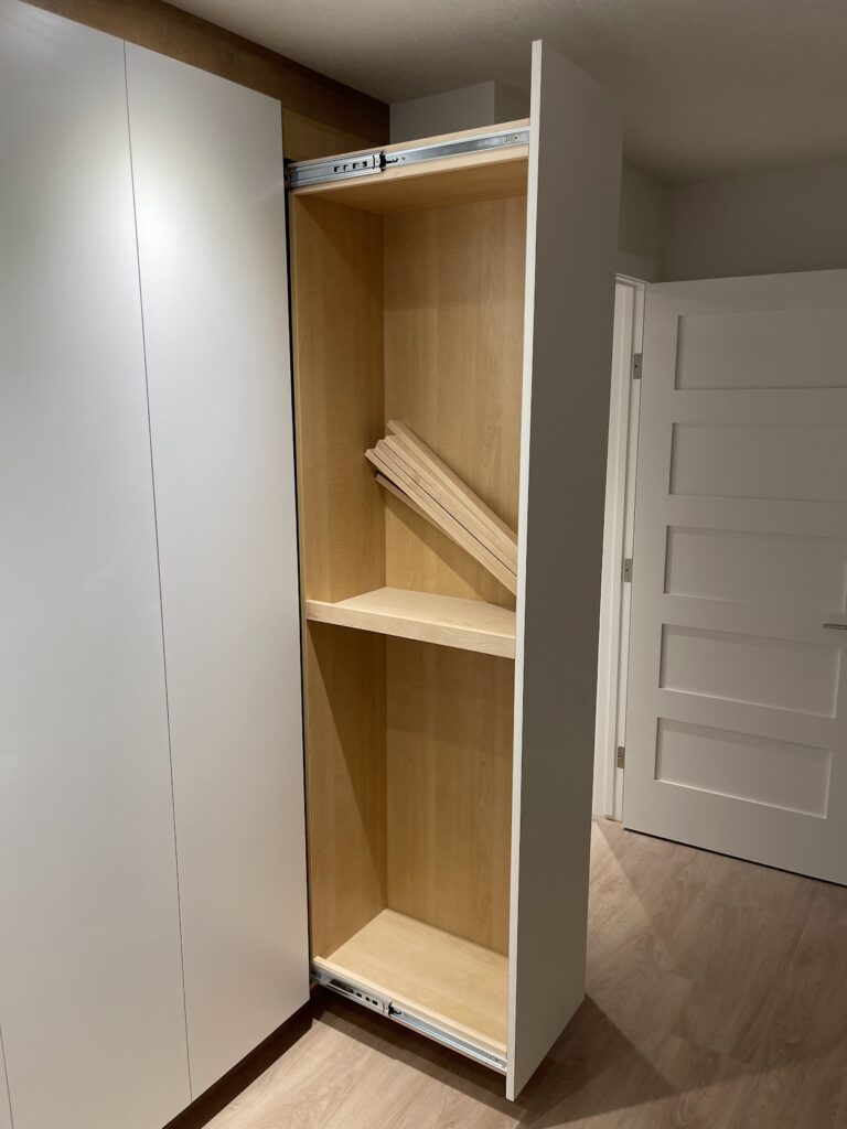 Interior cabinet woodwork and custom finishing in Calgary renovation