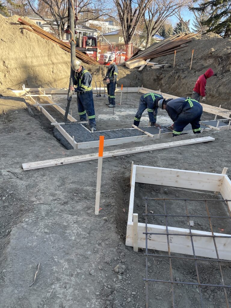Foundation construction work for a Calgary home addition project