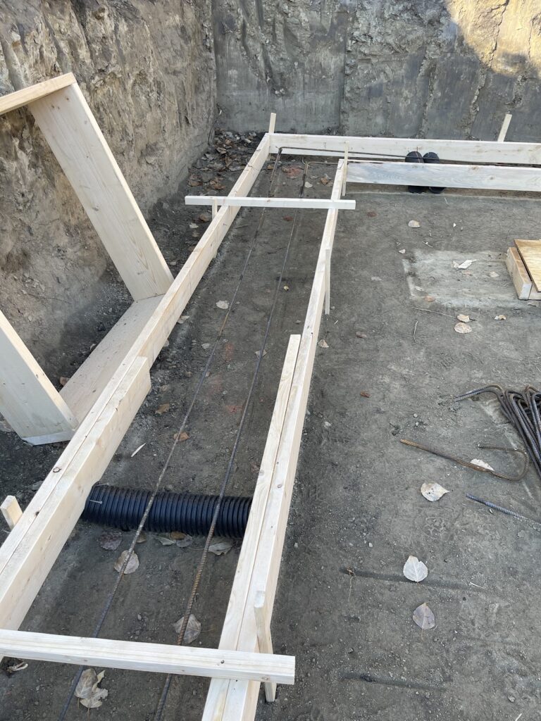 Foundation framing preparation during Calgary residential construction