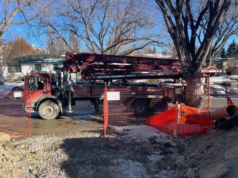 Residential home addition construction site during Calgary renovation