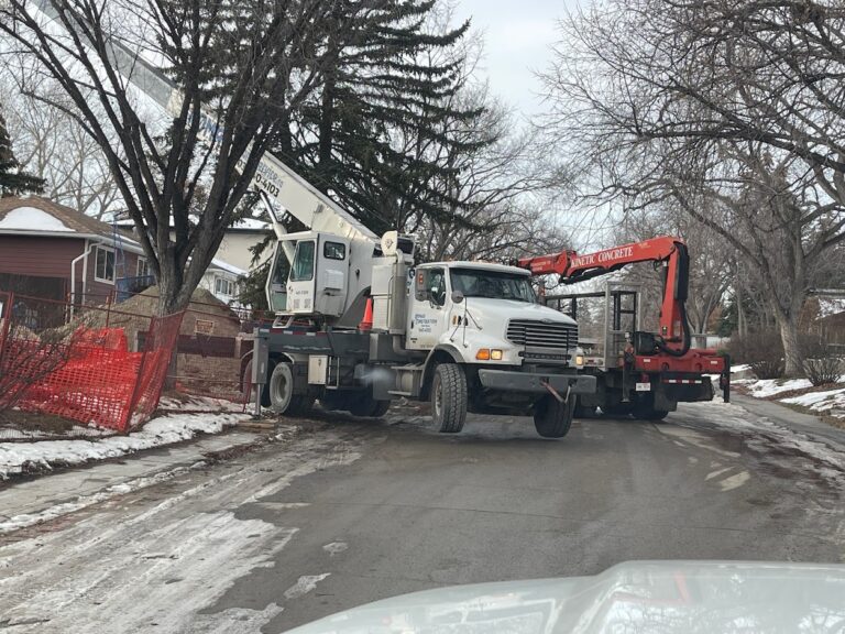 Construction equipment used during a Calgary residential addition project